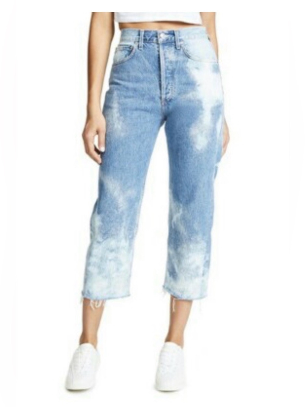 AGOLDE 90s Cutoff Jeans 24 Spectrum Bleached | High Rise Relaxed Crop Raw Hem